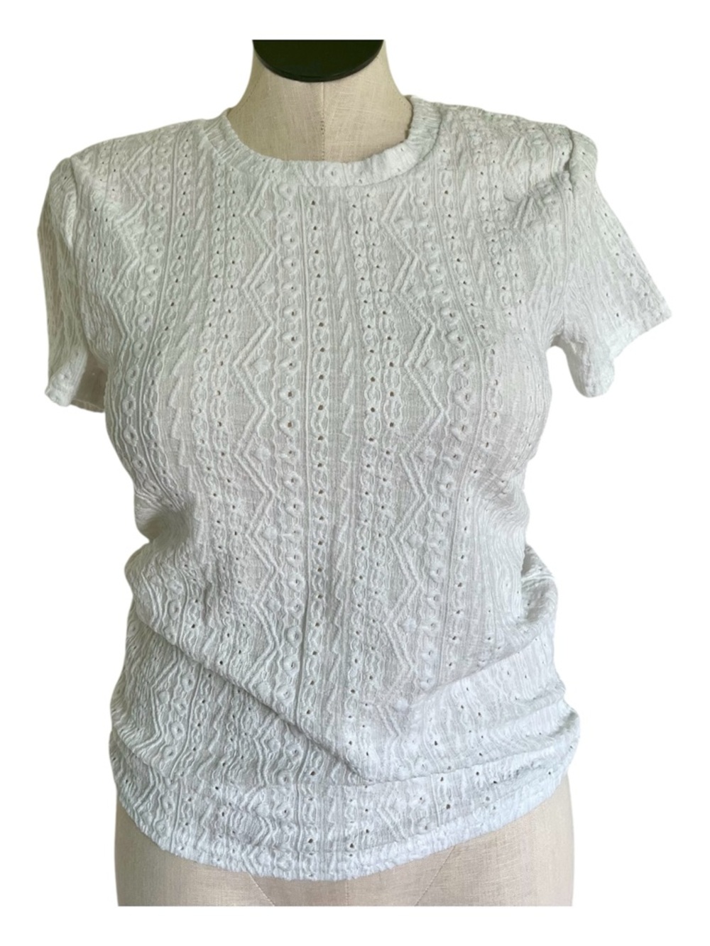 White Eyelet Stretch Lace Women's Tee